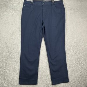 Arrow Men Khaki Pants 35X30 Navy Blue Straight Leg Flat Front Pocket Stretch NEW